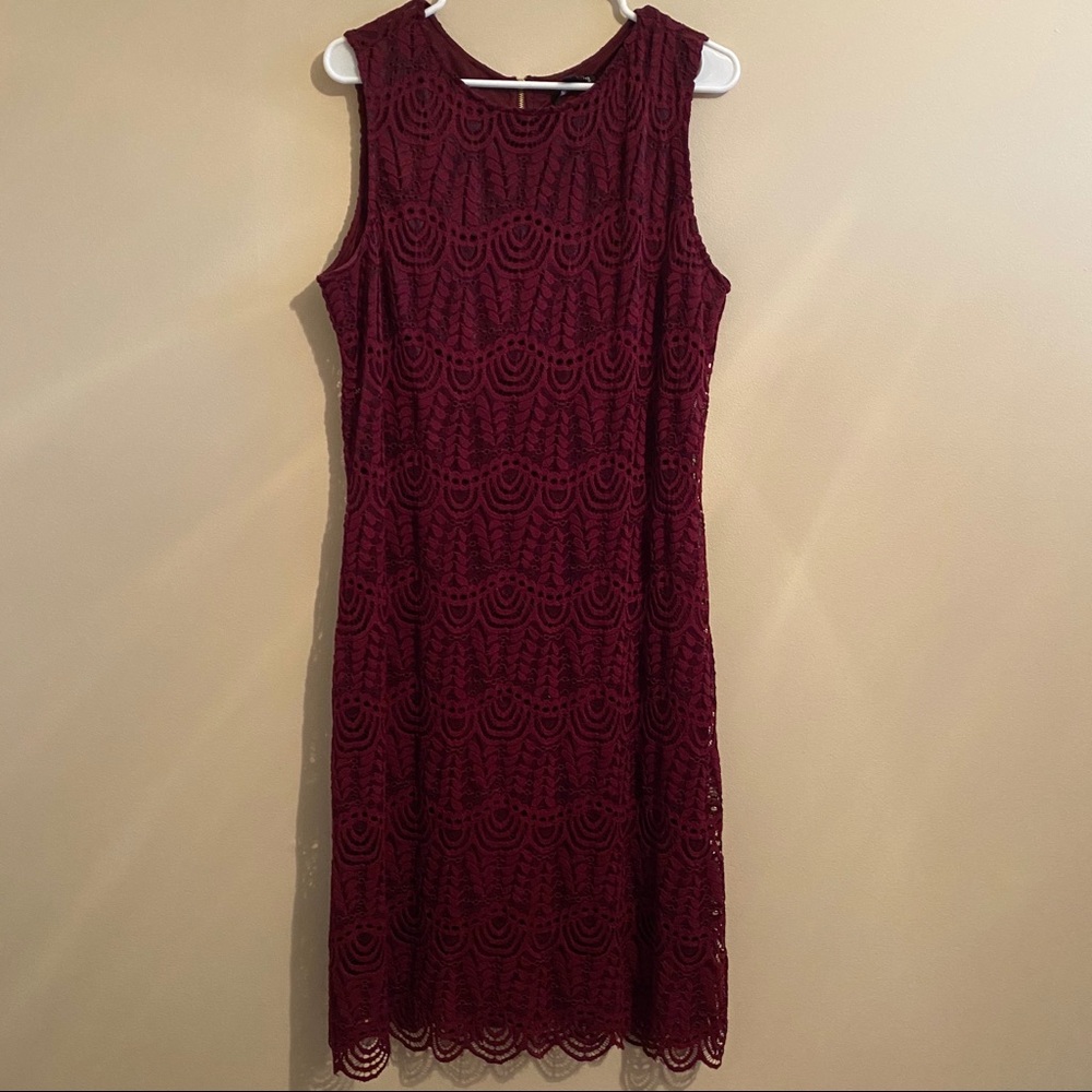 Sharagano Maroon Lace Dress